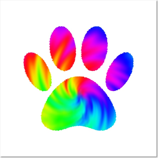 Tie Dye Dog Paw Print Graphic Wall Art by Braznyc